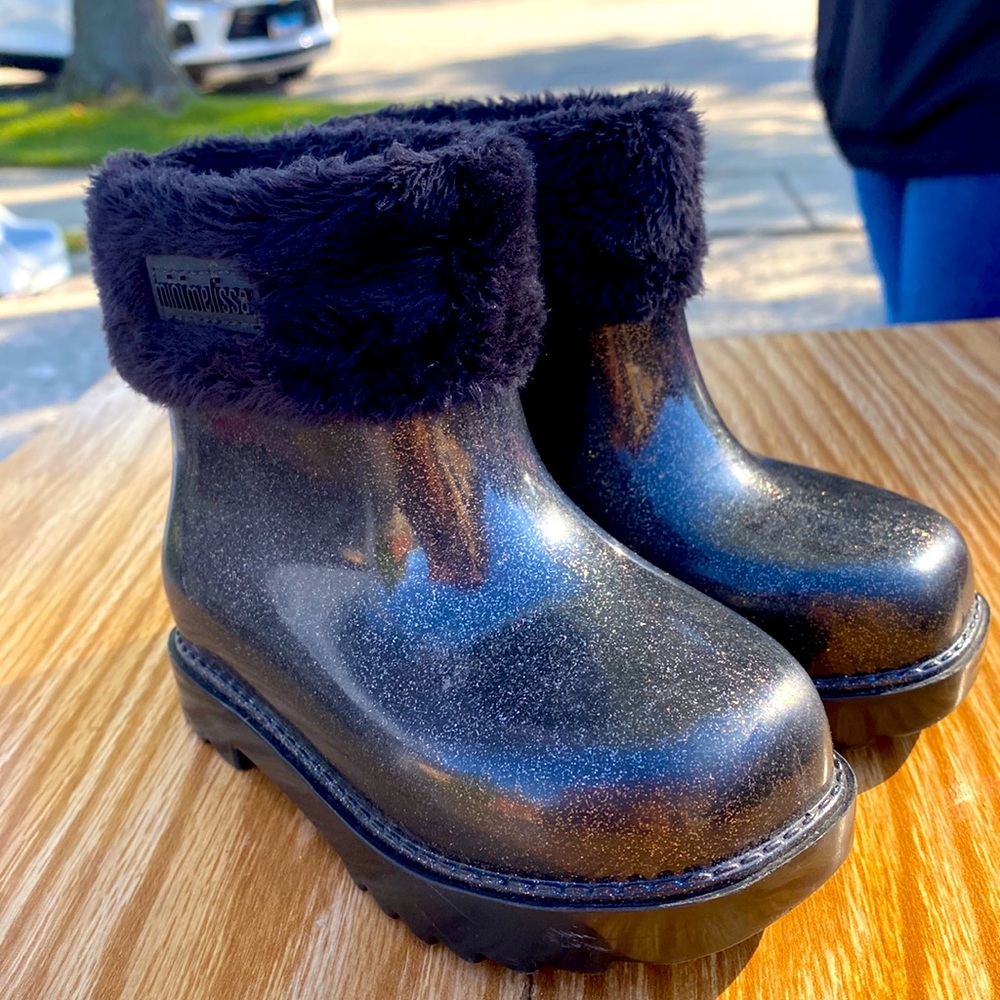 Mini Mellissa navy blue rain boots